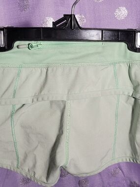 Ivivva By LULULEMON Mint Green Athletic Shorts with Waist Zip Girls Size 8